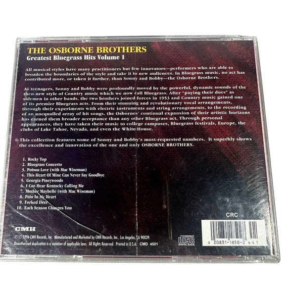 The Osborne Brothers Greatest Bluegrass Hits Vol 1 CD 1996 Classic Collection - Picture 2 of 7